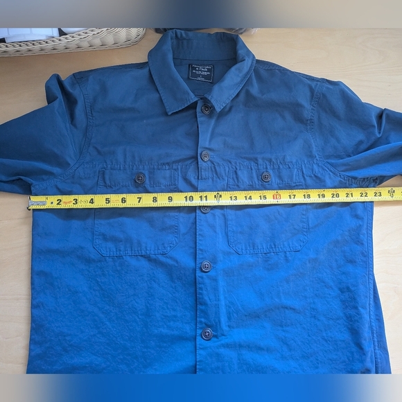 ABERCROMBIE & FITCH Men Casual Button Down Shirt Long Sleeve Size L Navy Blue - Picture 9 of 10